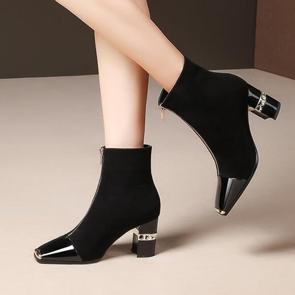 XINIUNIU Women's Ankle Block Chunky Heel Boots - Picture 4 of 6